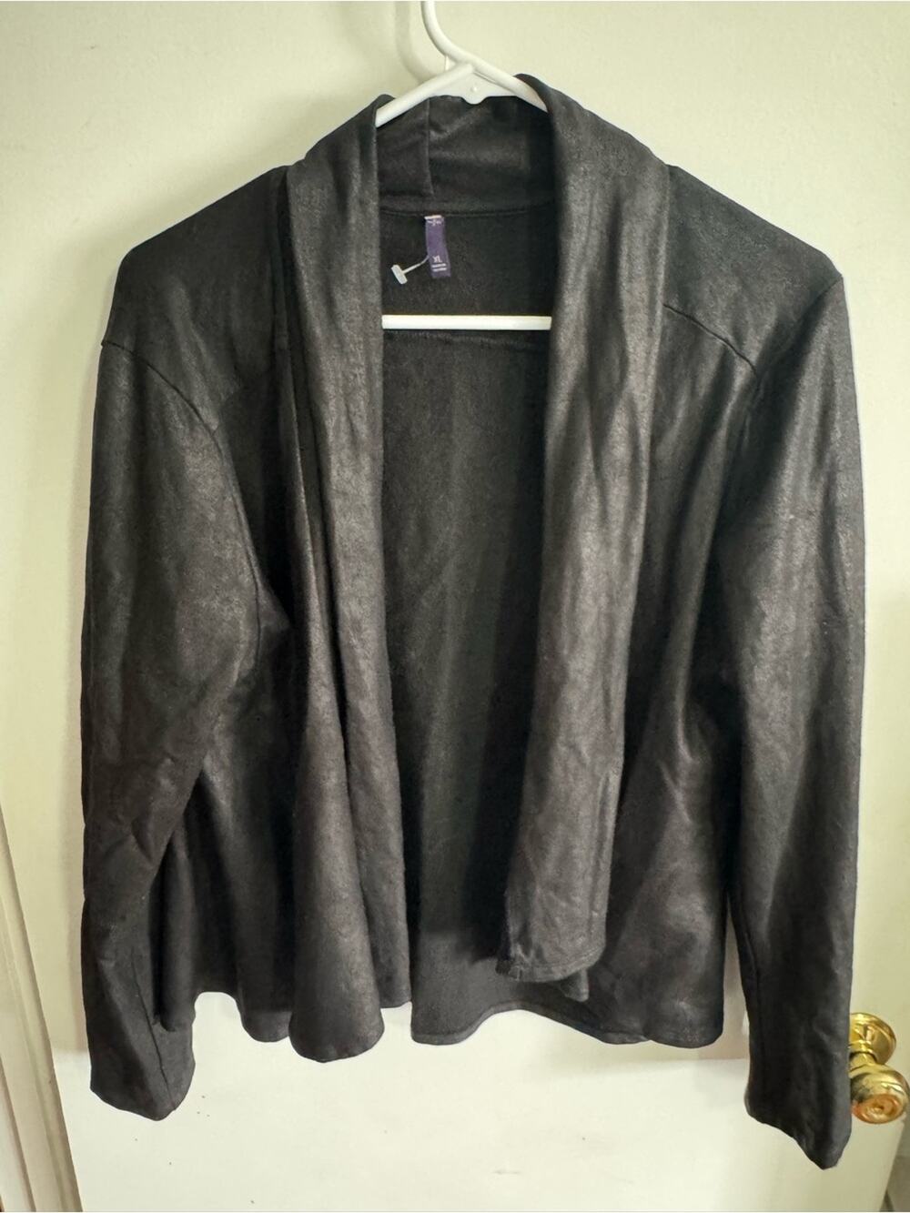 NYDJ Black Faux Suede Draped Open Front Cardigan Jacket Women’s XL